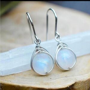 Vintage Look White Opal Drop Earrings